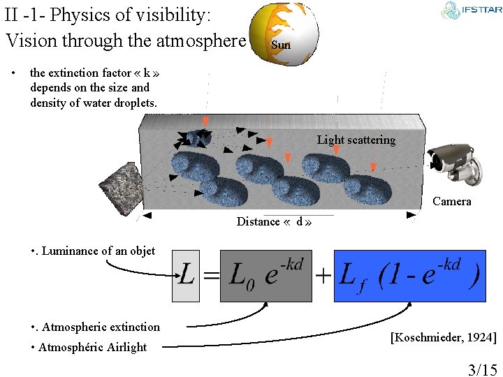 II -1 - Physics of visibility: Vision through the atmosphere • Sun the extinction