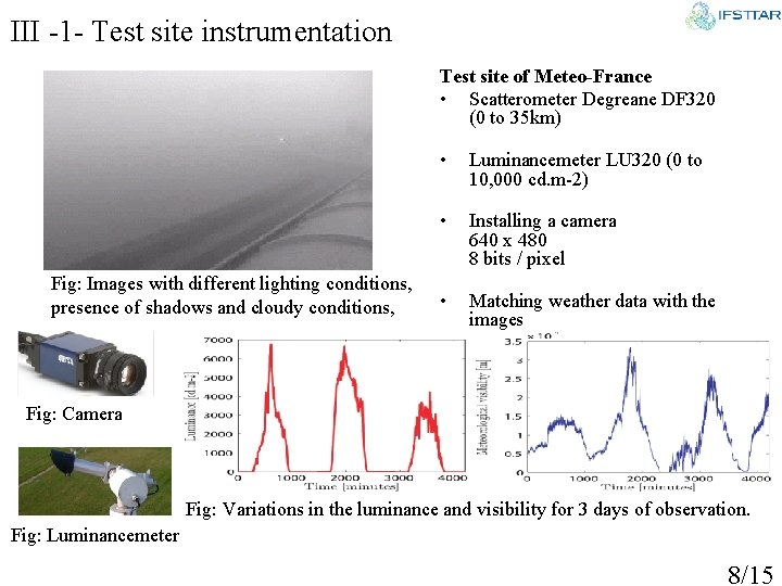 III -1 - Test site instrumentation Test site of Meteo-France • Scatterometer Degreane DF