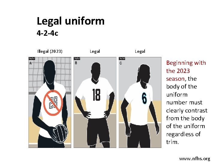 Legal uniform 4 -2 -4 c Illegal (2023) Legal Beginning with the 2023 season,