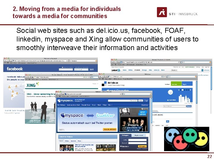 2. Moving from a media for individuals towards a media for communities Social web