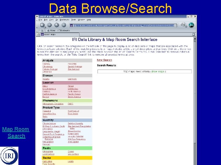 Data Browse/Search Map Room Search 