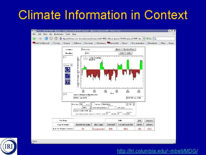 Climate Information in Context http: //iri. columbia. edu/~mbell/MDG/ 