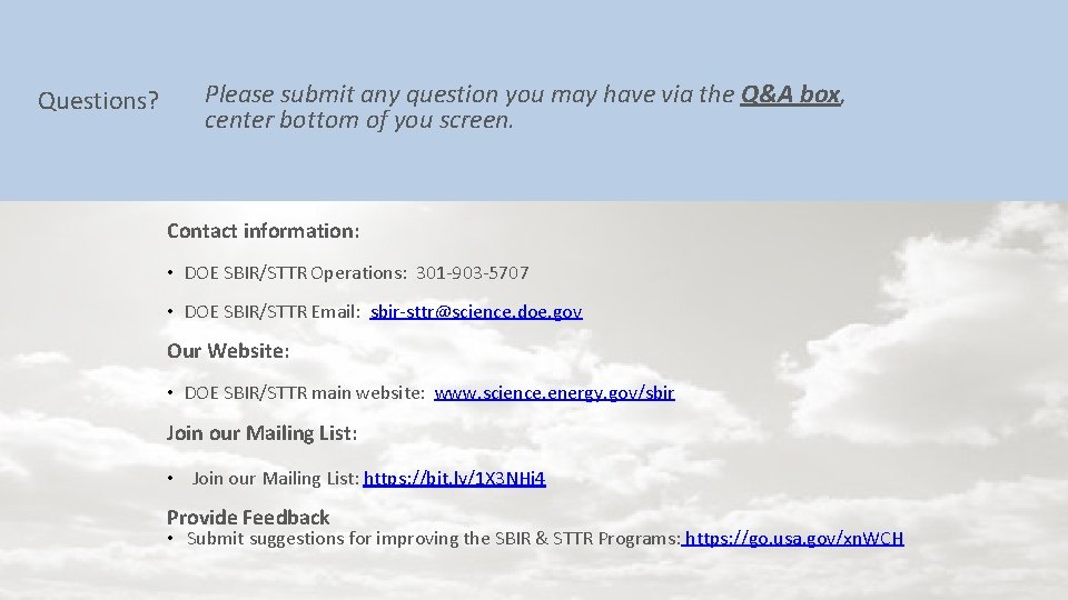 Questions? Please submit any question you may have via the Q&A box, center bottom