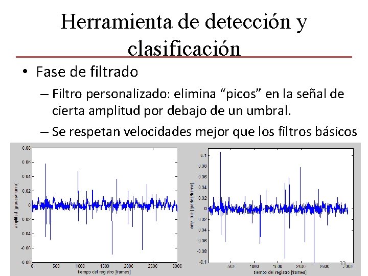 Herramienta de detección y clasificación • Fase de filtrado – Filtro personalizado: elimina “picos”