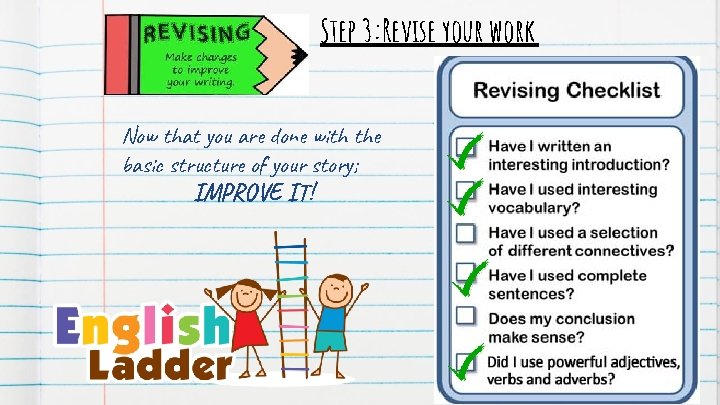 Step 3: Revise your work Now that you are done with the basic structure Step 3: Revise your work Now that you are done with the basic structure