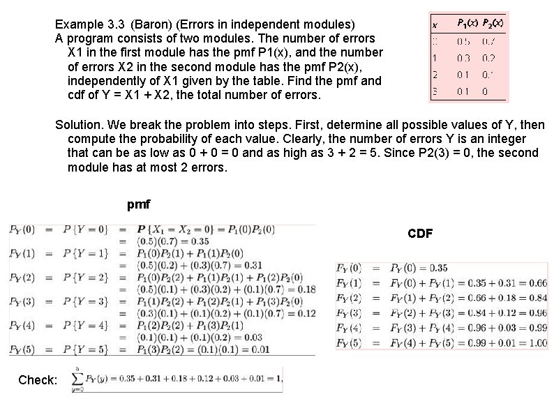 Example 3. 3 (Baron) (Errors in independent modules) A program consists of two modules.