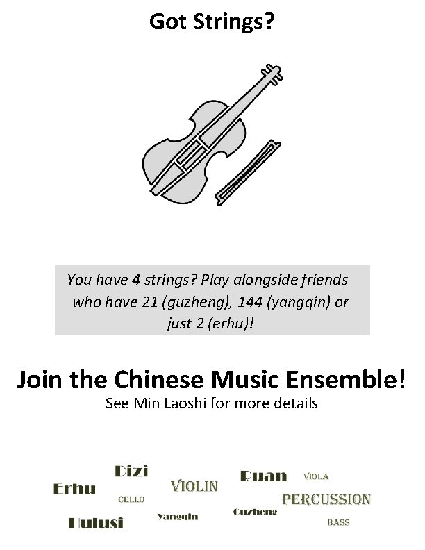 Got Strings? You have 4 strings? Play alongside friends who have 21 (guzheng), 144