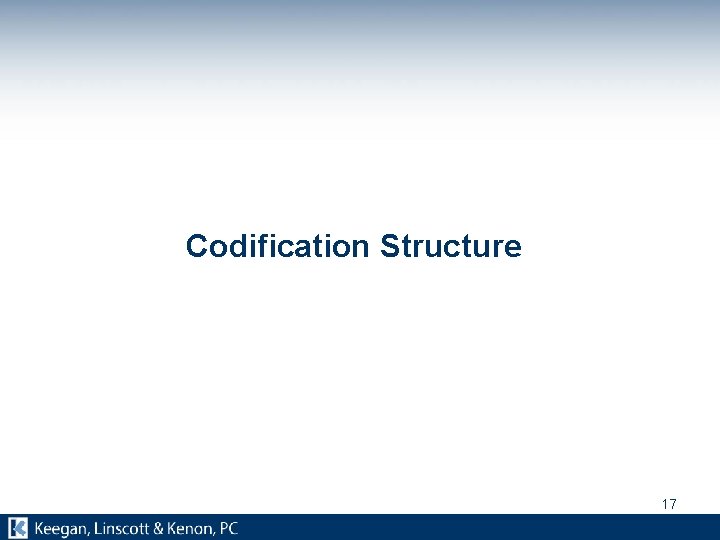 Codification Structure 17 
