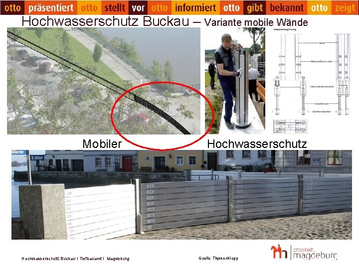 Hochwasserschutz Buckau – Variante mobile Wände Mobiler Hochwasserschutz Buckau I Tiefbauamt I Magdeburg Hochwasserschutz