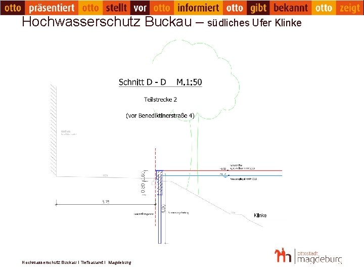 Hochwasserschutz Buckau – südliches Ufer Klinke Hochwasserschutz Buckau I Tiefbauamt I Magdeburg 