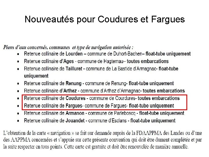 Nouveautés pour Coudures et Fargues 