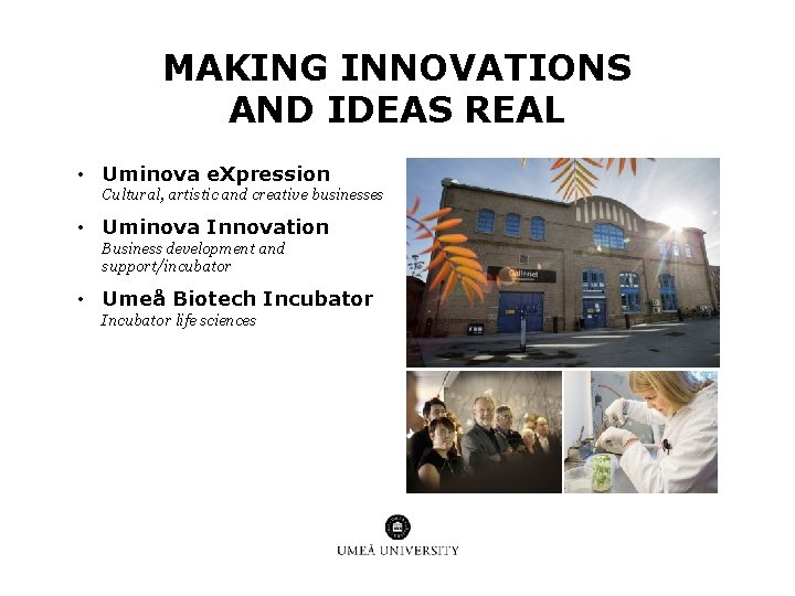 MAKING INNOVATIONS AND IDEAS REAL • Uminova e. Xpression Cultural, artistic and creative businesses MAKING INNOVATIONS AND IDEAS REAL • Uminova e. Xpression Cultural, artistic and creative businesses