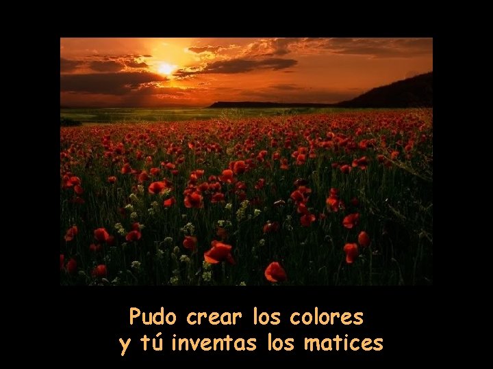 Pudo crear los colores y tú inventas los matices 