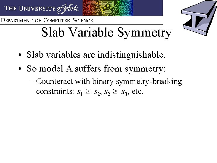 Slab Variable Symmetry • Slab variables are indistinguishable. • So model A suffers from