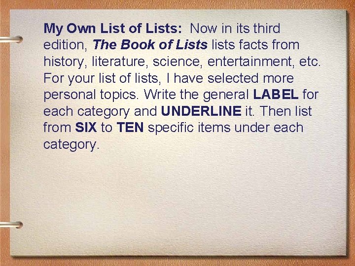 My Own List of Lists: Now in its third edition, The Book of Lists