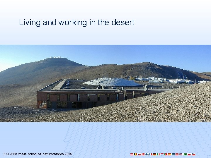 Living and working in the desert ESI -EIROforum school of Instrumentation 2015 