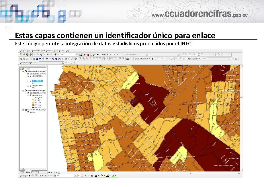 Estas capas contienen un identificador único para enlace Este código permite la integración de