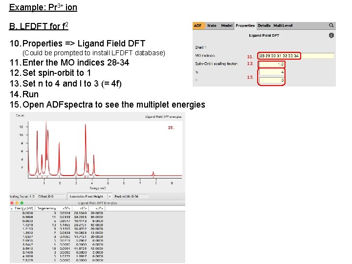 Example: Pr 3+ ion B. LFDFT for f 2 10. Properties => Ligand Field