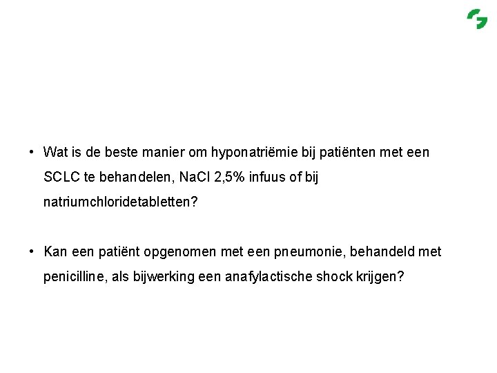  • Wat is de beste manier om hyponatriëmie bij patiënten met een SCLC