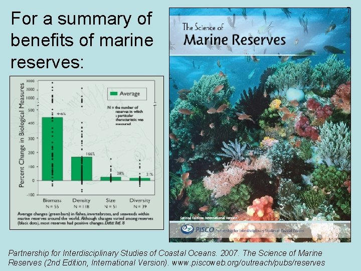 For a summary of benefits of marine reserves: Partnership for Interdisciplinary Studies of Coastal