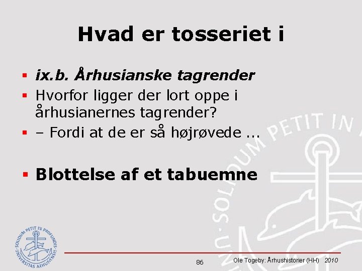 Hvad er tosseriet i § ix. b. Århusianske tagrender § Hvorfor ligger der lort