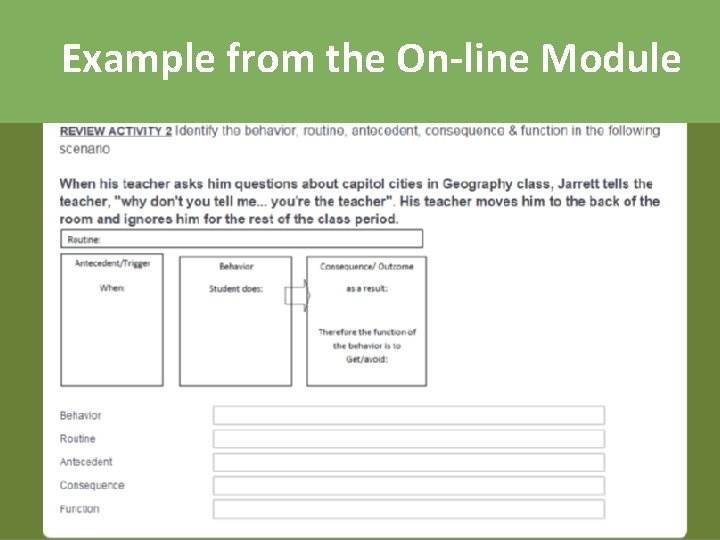 Example from the On-line Module 