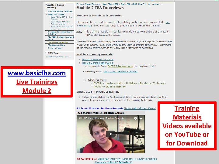 www. basicfba. com Live Trainings Module 2 Training Materials Videos available on You. Tube