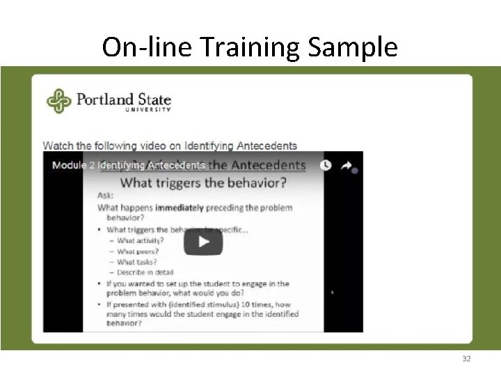 On-line Training Sample 32 