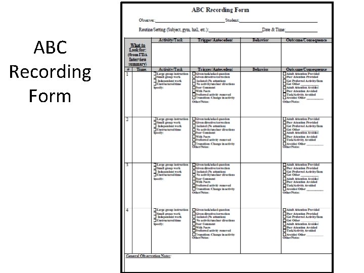 ABC Recording Form 