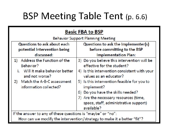 BSP Meeting Table Tent (p. 6. 6) 67 