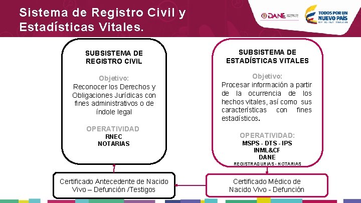 Sistema de Registro Civil y Estadísticas Vitales. SUBSISTEMA DE REGISTRO CIVIL SUBSISTEMA DE ESTADÍSTICAS