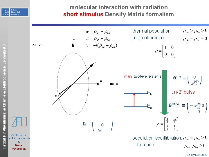 molecular interaction with radiation short stimulus Density Matrix formalism Institut für Physikalische Chemie &
