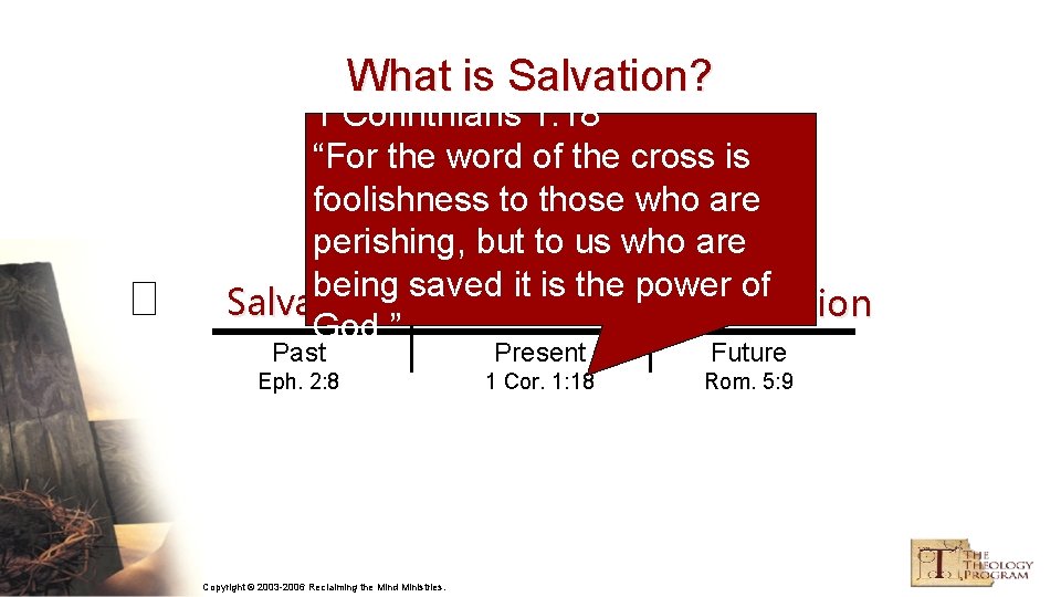 What is Salvation? 1 Corinthians 1: 18 “For the word of the cross is