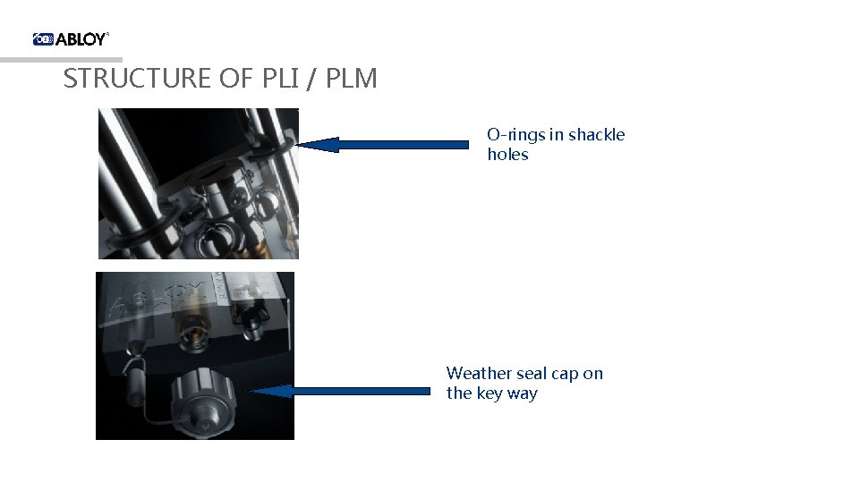 STRUCTURE OF PLI / PLM O-rings in shackle holes Weather seal cap on the