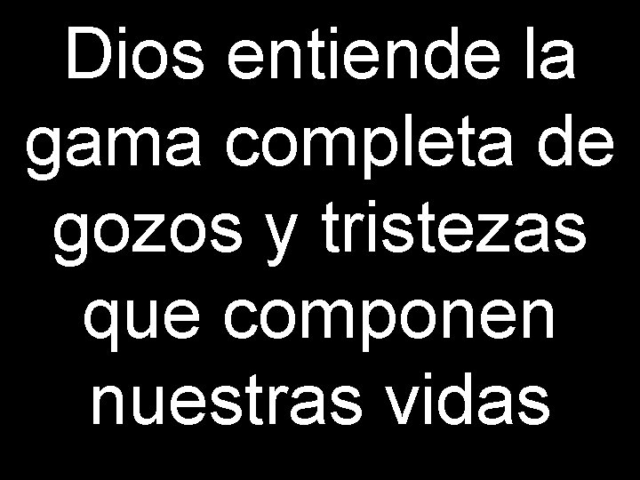 Dios entiende la gama completa de gozos y tristezas que componen nuestras vidas 