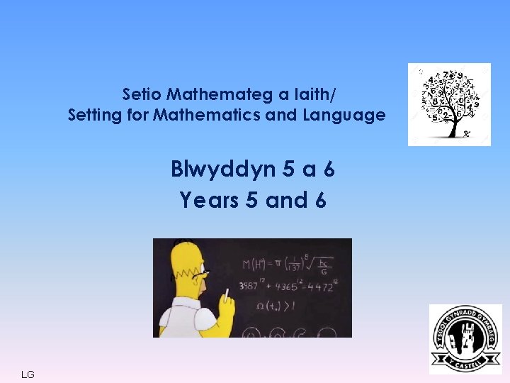 Setio Mathemateg a Iaith/ Setting for Mathematics and Language Blwyddyn 5 a 6 Years
