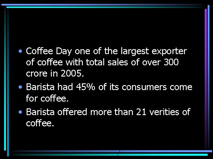  • Coffee Day one of the largest exporter of coffee with total sales