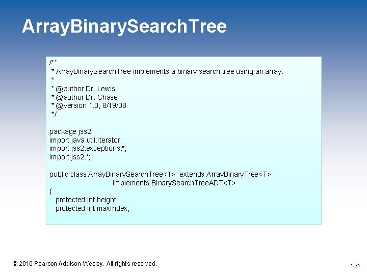 Array. Binary. Search. Tree /** * Array. Binary. Search. Tree implements a binary search