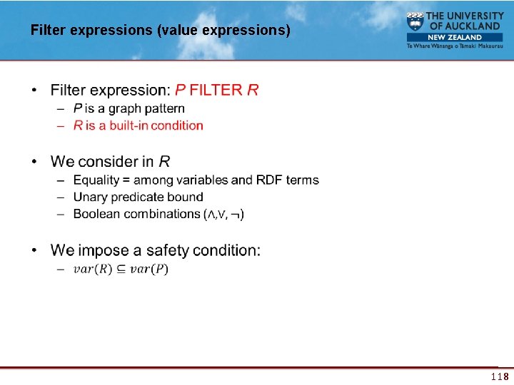 Filter expressions (value expressions) • 118 