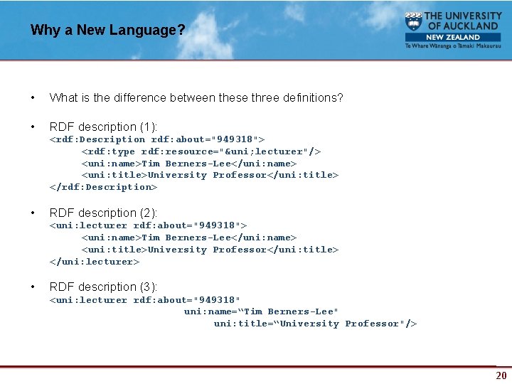 Why a New Language? • What is the difference between these three definitions? •