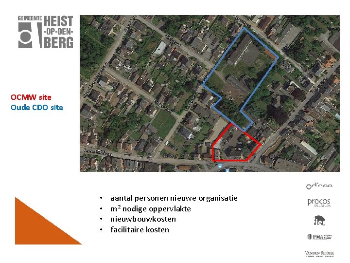 OCMW site Oude CDO site • • aantal personen nieuwe organisatie m² nodige oppervlakte