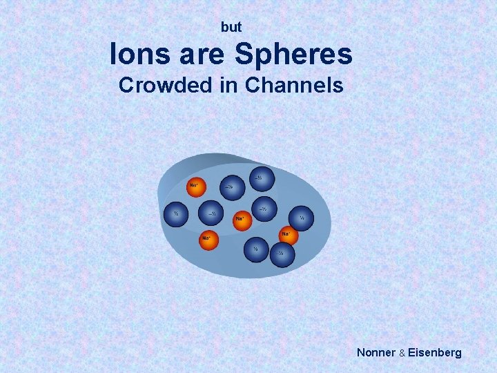 but Ions are Spheres Crowded in Channels Nonner & Eisenberg 