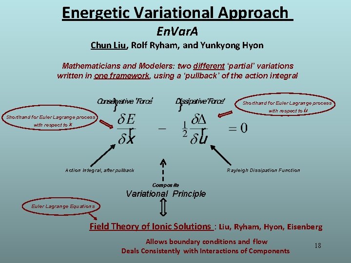 Energetic Variational Approach En. Var. A Chun Liu, Rolf Ryham, and Yunkyong Hyon Mathematicians