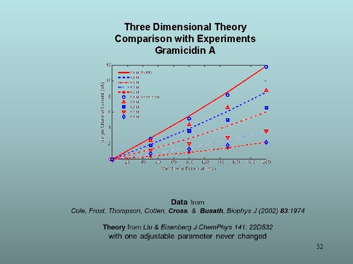 Three Dimensional Theory Comparison with Experiments Gramicidin A 32 