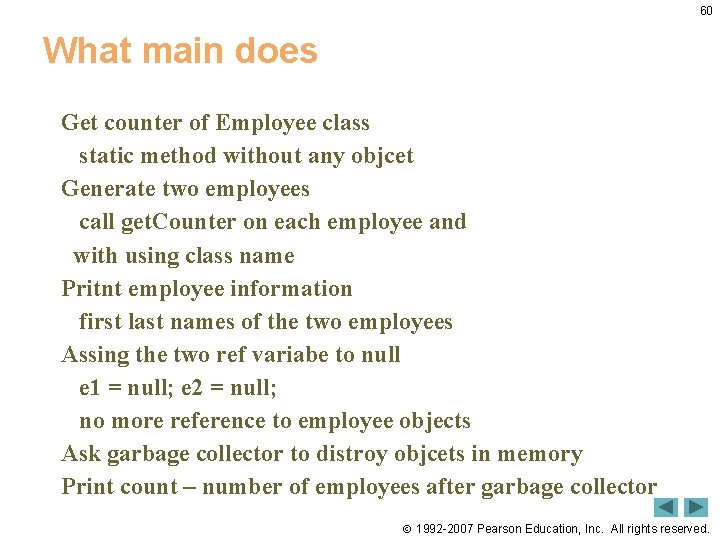 60 What main does Get counter of Employee class static method without any objcet
