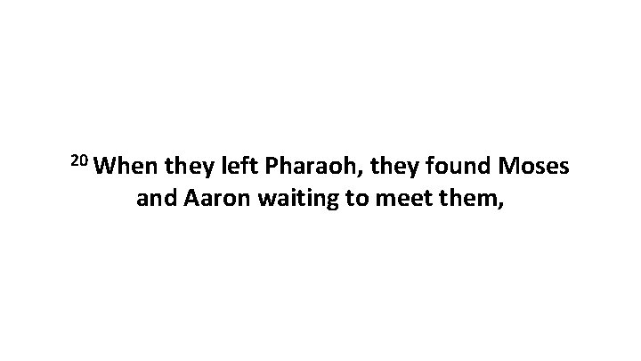 20 When they left Pharaoh, they found Moses and Aaron waiting to meet them,