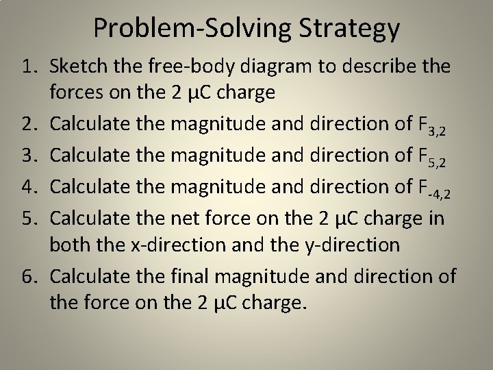 Problem-Solving Strategy 1. Sketch the free-body diagram to describe the forces on the 2