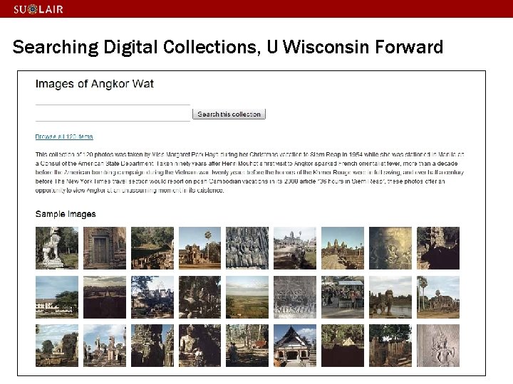 Searching Digital Collections, U Wisconsin Forward 