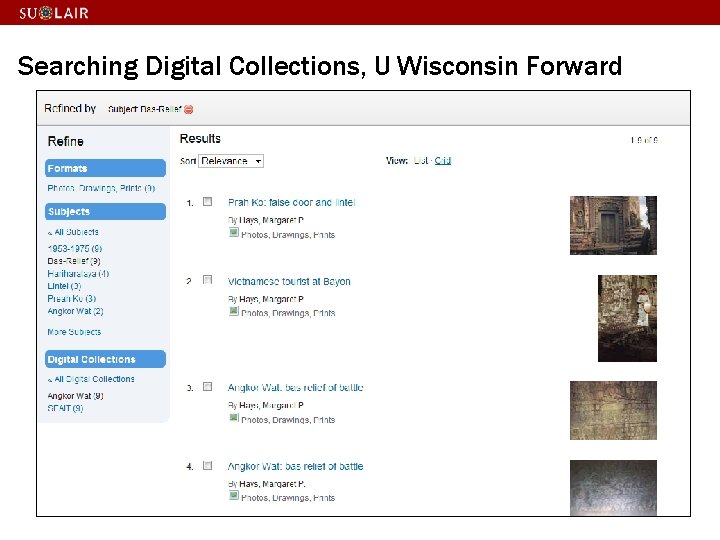 Searching Digital Collections, U Wisconsin Forward 