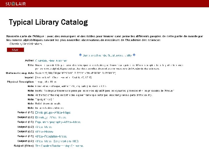 Typical Library Catalog 